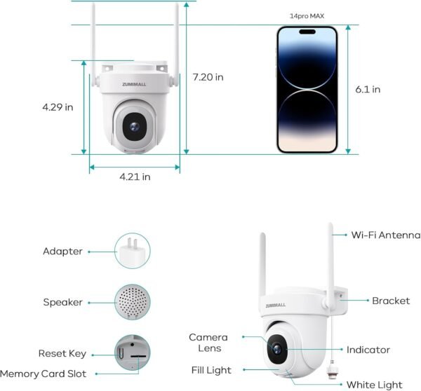 ZUMIMALL 5MP 5G Outdoor Security Camera, 24/7 Recording, 360° Tracking, WiFi, Alexa, IP66 - Image 7